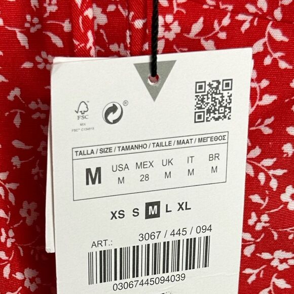 NWT ZARA Floral Print Corset Red Floral Adjustable Summer Top Size Medium - Picture 8 of 10